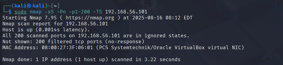 Attacker: nmap SYN scan