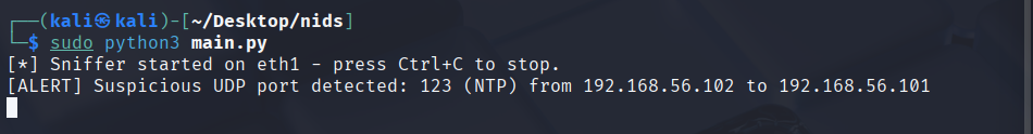 NIDS alert for UDP 123 (NTP)