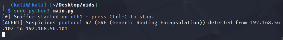 NIDS: unusual protocol GRE alert